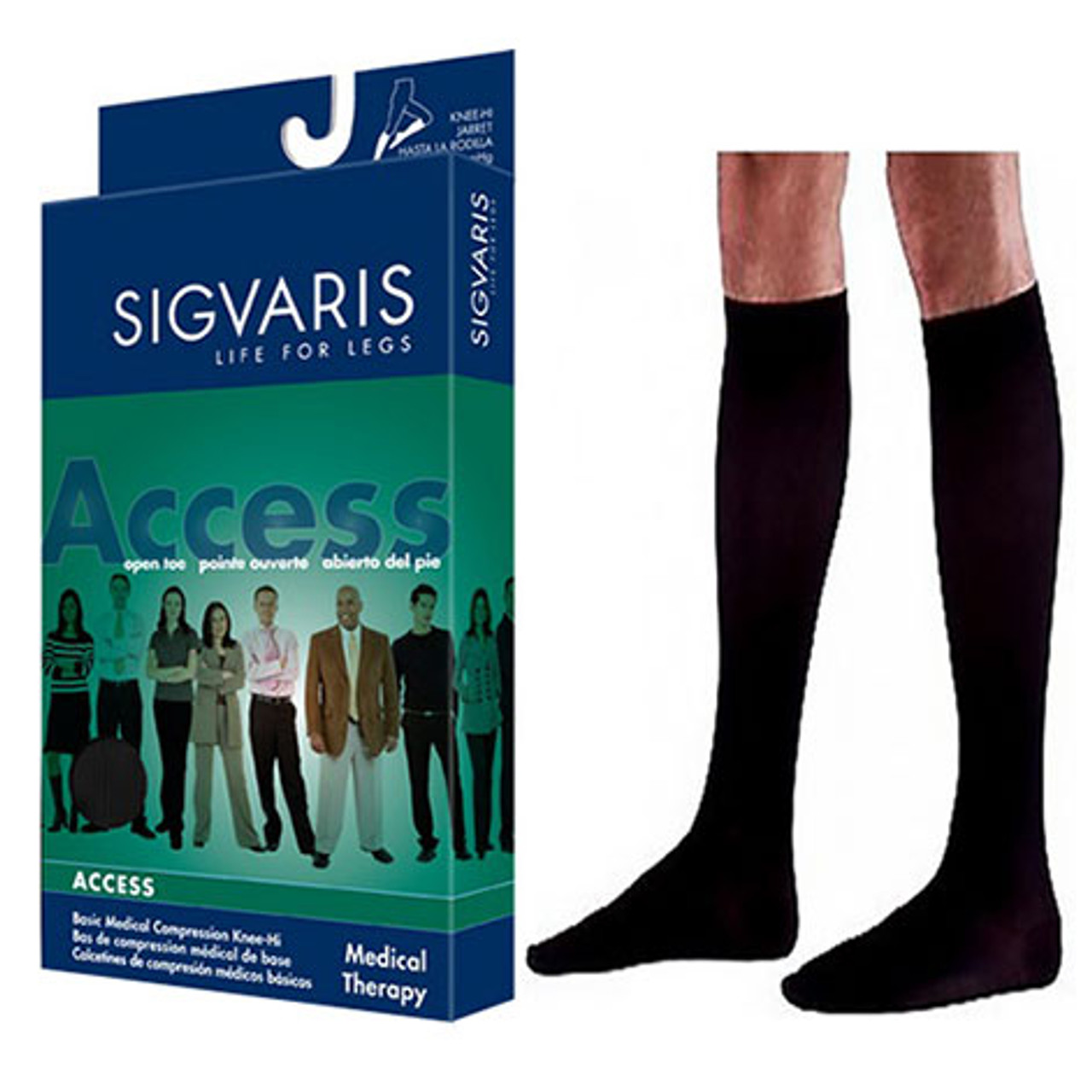 Sigvaris Dynaven Medical Legwear - Unisex Calf 30-40mmHg Compression Socks  (Open Toe)