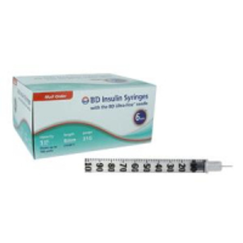 BD 324912 - Ultra-Fine Insulin Syringe with Half-Unit Scale 31G x 6 mm, 1 mL (100 count)