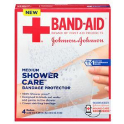 J & J Band-Aid First Aid Shower Care Bandage Protector, Medium, 4 ct.