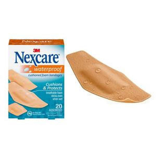 3M 527-20CB - Nexcare Waterproof Cushioned Foam Bandages, 20 ct