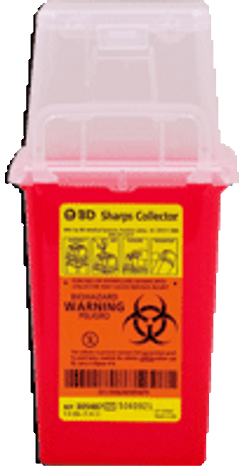 BD 305487 - Sharps Container BD™ 9 H X 4-1/2 W X 4 D Inch 1.5 Quart Red Base / Clear Lid Vertical Entry