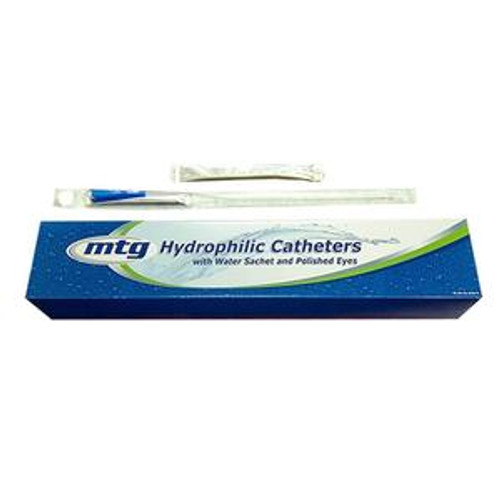 HR Pharmaceuticals 81114 - MTG Hydrophilic Straight Tip Male Intermittent Catheter, 14 Fr, 16" Vinyl Catheter with Sterile Water Sachet and Handling Sleeve