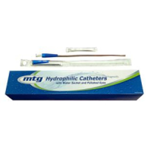 HR Pharmaceuticals 81212 - MTG Hydrophilic Straight Tip Male Intermittent Catheter, 12 Fr, 16" Soft Vinyl Catheter with Sterile Water Sachet and Handling Sleeve