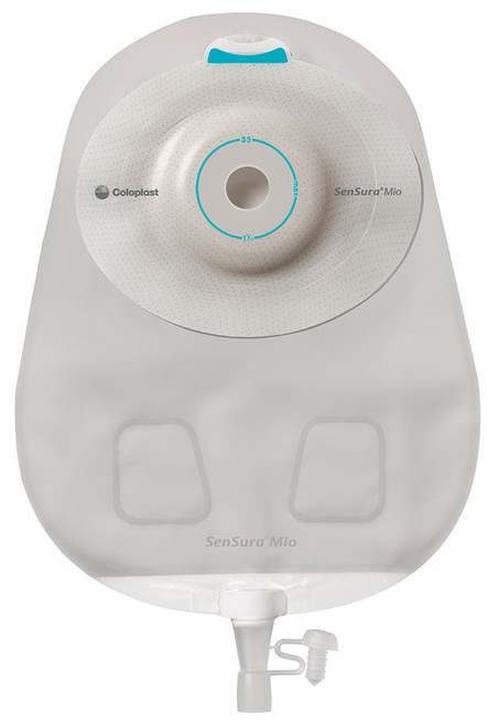 Coloplast 16871 - Urostomy Pouch SenSura® Mio Convex One-Piece System 10-1/2 Inch Length, Maxi 1 Inch Stoma Drainable Deep Convex, Pre-Cut, Transparent Gray