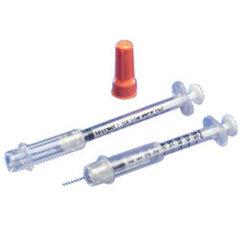 Cardinal Health 8881511110 - Insulin Syringe with Needle MonojecT™ 1 mL 29 Gauge 1/2 Inch Regular Wall Sliding Safety Needle