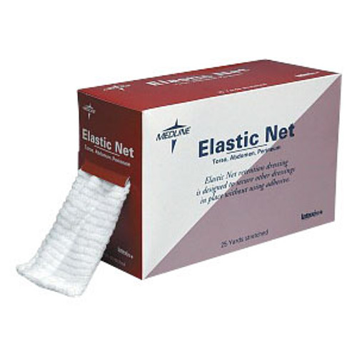 Medline NONNET05 - Elastic Net Retainer Dressing Curad® Tubular Rayon / Polyester Knit 12 Inch X 25 Yard Size 5 White Average Arm / Small Leg / Knee NonSterile