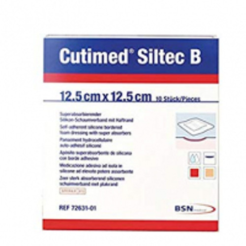 BSN 7328401 - Silicone Foam Dressing Cutimed® Siltec® B 5 X 5 Inch Square Silicone Adhesive with Border Sterile