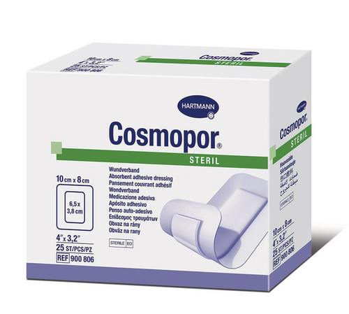 Hartmann 900806 - Adhesive Dressing Cosmopor® 3-1/5 X 4 Inch Nonwoven Rectangle White Sterile