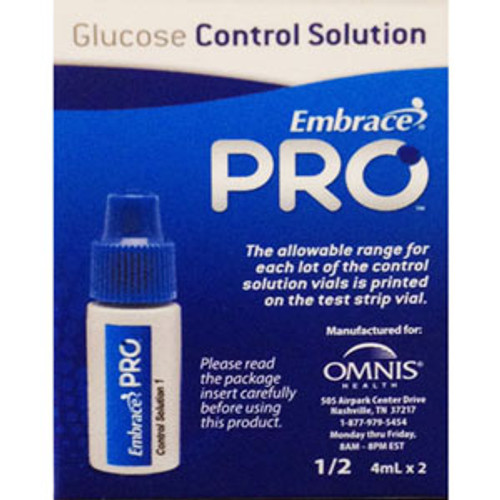 Omnis Health ALL02AM0210 - Blood Glucose Control Solution Embrace® Pro 2 X 4 mL Level 1 & 2