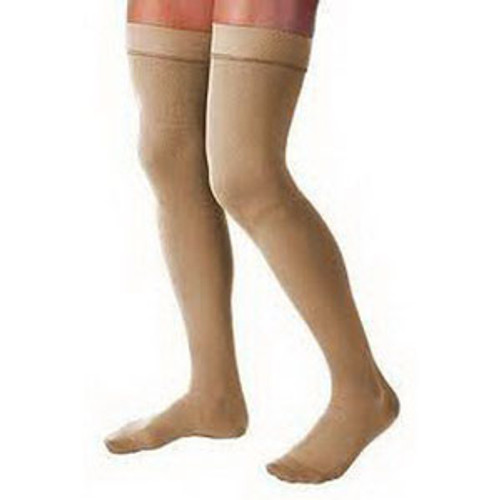 BSN 114646 - Relief Thigh-High Firm Compression Stockings without Silicone Dot Band Large, Beige (114646)