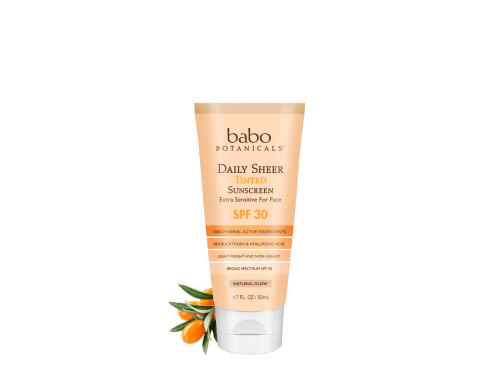 Babo Botanicals 8072 - SPF 30 Daily Sheer Tinted Mineral Sunscreen, Natural Glow