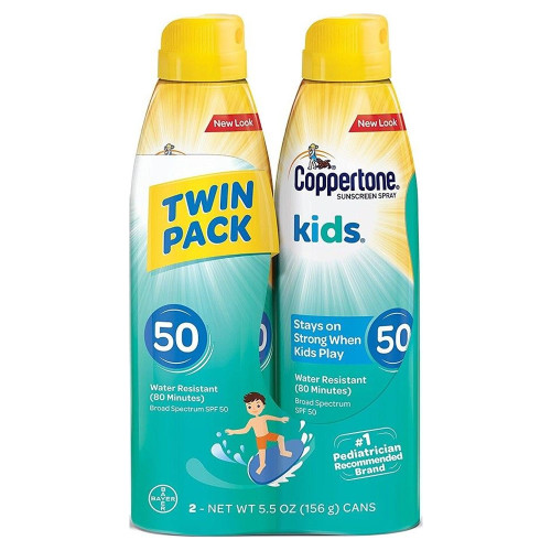 Bayer 41100572882 - Coppertone Kids C Spray Twin Pack SPF 50, 2 - 5.5 oz
