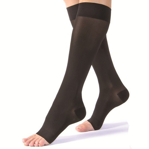 BSN 119786 - UltraSheer Knee-High Stockings, 20-30 mmHg, Petite, Large, Open Toe, Black