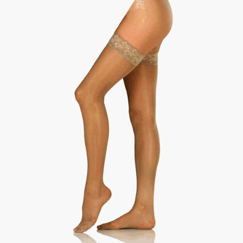 BSN 119680 - Ultrasheer Thigh-High with Lace Silicone Band, 15-20, Small, Closed, Espresso