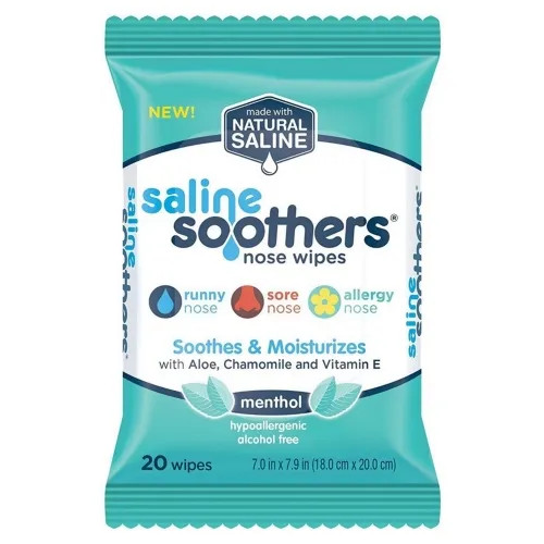 Eleeo 814521011328 - Saline Soothers Nose Wipes Menthol 60 ct