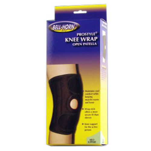 DJO 162 - Bell-Horn ProStyle Open Patella Knee Wrap, Universal Up to 21'', Black