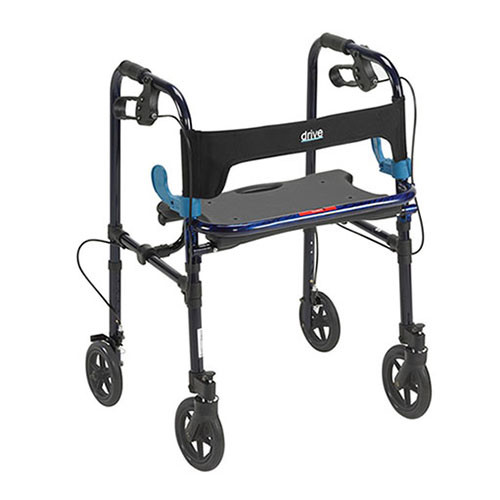 Drive Medical 10243 - 4 Wheel Rollator drive™ Clever-Lite Blue Adjustable Height / Folding Aluminum Frame