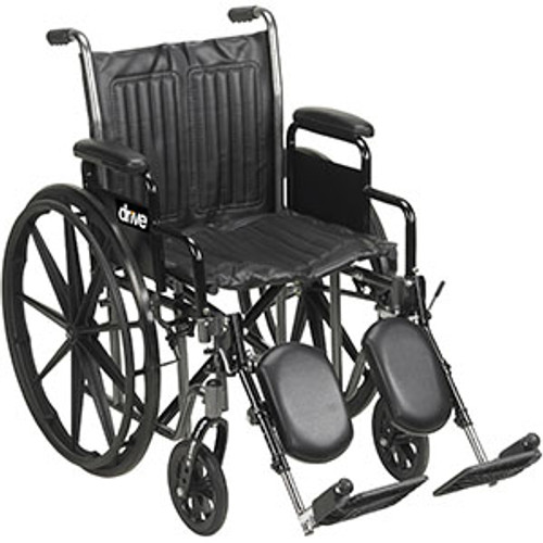 Drive Medical SSP220DFA-ELR - Silver Sport 2 20" Wheelchair with Silver Vein Finish, Detachable Full Desk Arms and Elevating Leg Rests