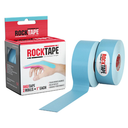Implus Footcare 800647 - RockTape DigiTape Kinesiology Tape, 1" x 16.4' Roll, Blue, Box of 2 Rolls