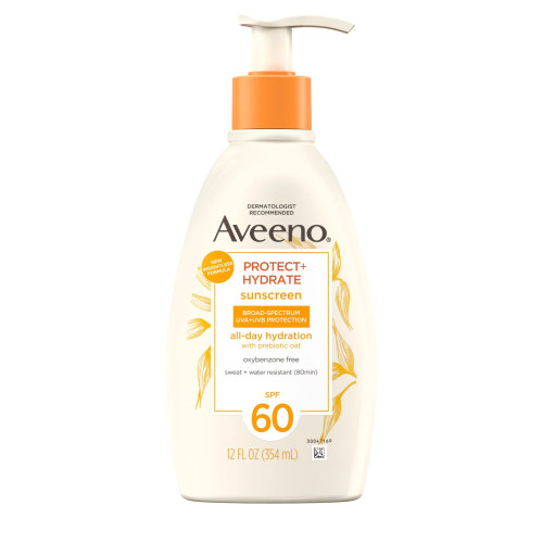 J&J 111945700 - Aveeno Protect & Hydrate Sunscreen Body Lotion, SPF 60, 12 oz