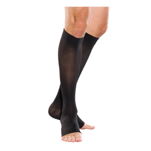 Juzo 2001ADSBSH103 - Juzo Soft Knee-High with Silicone Border, 20-30 mmHg, Short, Open, Black, Size 3