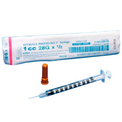 Cardinal Health 1180128012 - Monoject SoftPack Tuberculin Syringe 28G x 1/2", 1 mL (100 count)