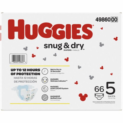 Kimberly Clark 49860 - HUGGIES Snug and Dry Diapers, Size 5, BIG Pack, 66 Count