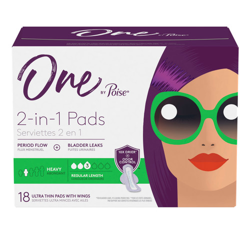 Kimberly Clark 53450 - One by Poise Supreme Ultrathin Heavy Wing Pad, 18 ct