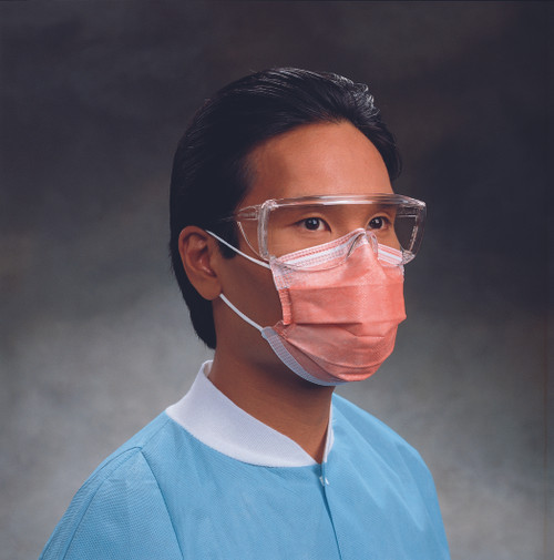 Halyard Health 47107 - Procedure Mask FluidShield Anti-fog Foam Pleated Earloops One Size Fits Most Orange NonSterile ASTM Level 3 Adult