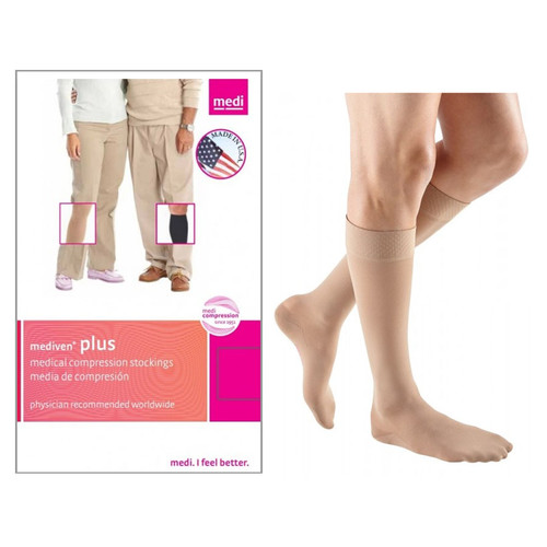 Medi Usa 16105 - Mediven Plus Calf with Silicone Band, 20-30, Closed, Beige, Size 5