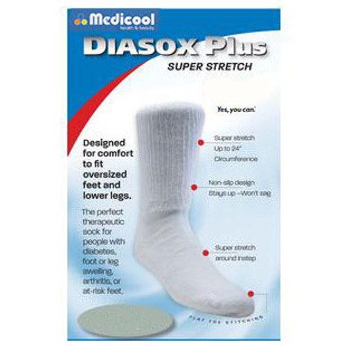 Medicool DPWS - DiaSox Plus Oversize Socks, Small, White