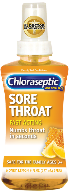 Medtech 678112102560 - Chloraseptic, Honey Lemon, Warming Sore Throat Spray, 6oz