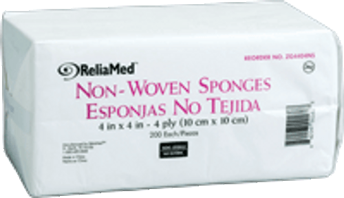 Reliamed 4404NS - ReliaMed Non-Sterile Non-Woven Sponge 4" x 4", 4-Ply