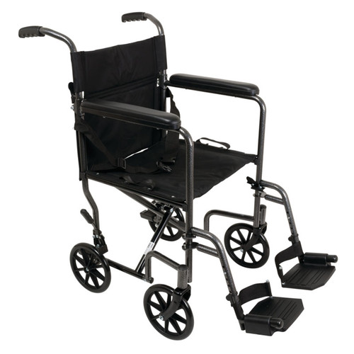 PMI TCS1916SV - ProBasics Steel Transport Chair with Swing Away Footrests, 19", Silver Vein.