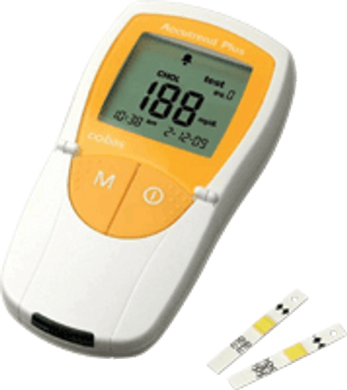 Roche 5346754160 - Blood Glucose and Cholesterol Meter Accutrend® Plus 12 Second Glucose, 3 Minute Cholesterol Results Stores Up To 1000 Results Test Strip Coding