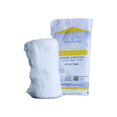 Safe N Simple SNS53344-100 - Simpurity Antimicrobial 6 Ply Sterile Rolled Gauze 4.5" x 4.1 yds.