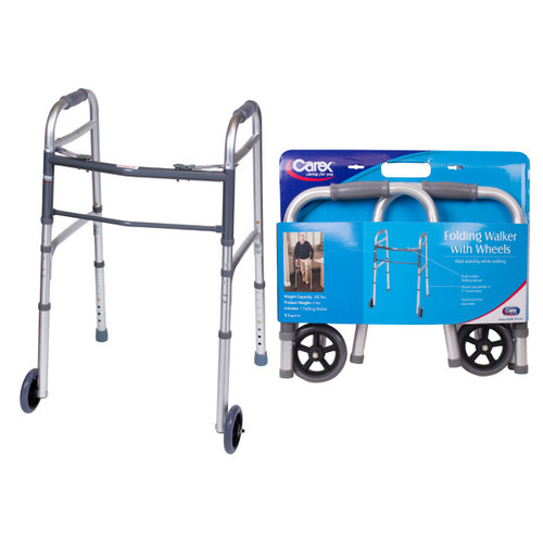 Carex Health FGA87100 000 - KD Folding Walker with Wheels