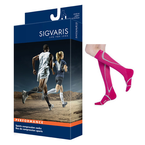 Sigvaris 412CMM56 - 412C Motion High Tech Calf, 20-30mmHg, Unisex, Size MM, Pink