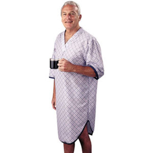 Salk 560BPLXL - SleepShirt Men's Patient Gown, Large/X-Large, Blue Plaid