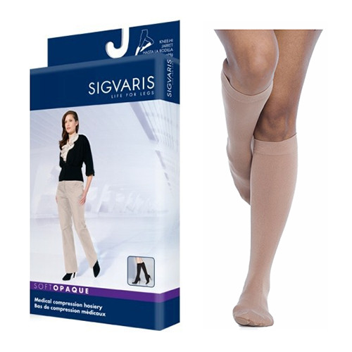 Sigvaris 842NSLW40 - 842N Style Soft Opaque Thigh, 20-30mmHg, Women's, Small, Long, Pecan