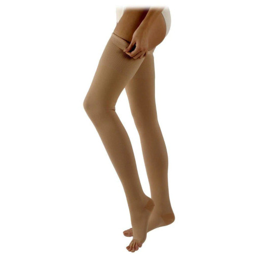 Sigvaris 503TM1O77 - 503N No Grip Natural Rubber Thigh, 30-40mmHg, Unisex, Size M1, Beige