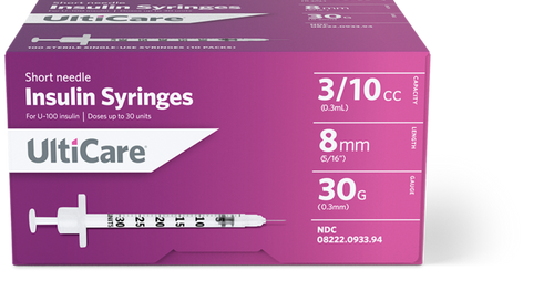 Ultimed 912335 - U-100 Ultiguard Safe Pack Mail-Back Insulin Syringes, 3/10 cc, 30G x 1/2" (100 count)