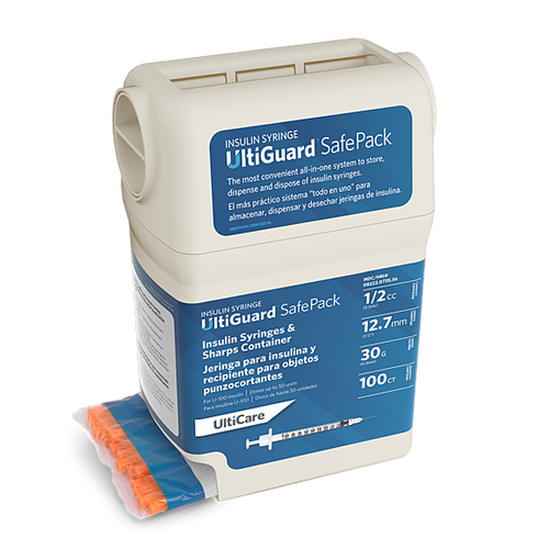 Ultimed 912355 - U-100 Ultiguard Safe Pack Mail-Back Insulin Syringes, 1/2 cc, 30G x 1/2" (100 count)
