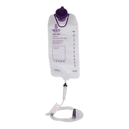 Vesco Medical VED-045 - 1000ML Top Fill Gravity Feed Set with ENFit and Transition Connector