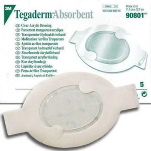 3M 90801 - Absorbent Transparent Film Dressing 3M™ Tegaderm™ Absorbent 4-3/8 X 5 Inch Oval Sterile