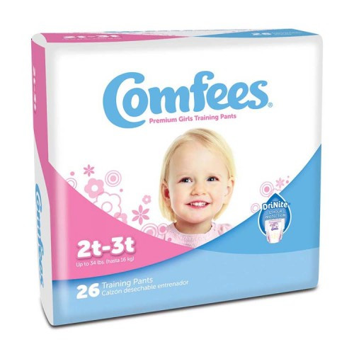 Attends CMF-G2 - Female Toddler Training Pants Comfees® Pull On with Tear Away Seams Size 2T to 3T Disposable Moderate Absorbency