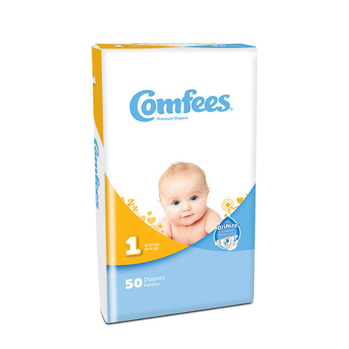 Attends CMF-1 - Unisex Baby Diaper Comfees® Size 1 Disposable Moderate Absorbency