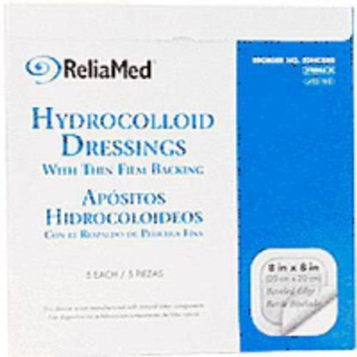 Reliamed HC88B - ReliaMed Sterile Latex-Free Hydrocolloid Dressing with Film Back and Beveled Edge 8" x 8"