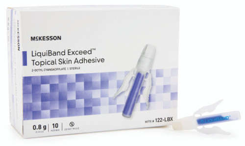 McKesson 122-LBX - Skin Adhesive McKesson LiquiBand® Exceed™ 0.8 mL Liquid Precision and Dome Applicator Tip 2-Octyl Cyanoacrylate