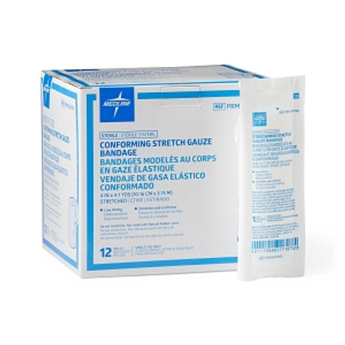 Medline PRM254198 - Medline Sterile Conforming Stretch Gauze Bandages, 4" X 4.1 Yds
